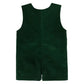 The Beaufort Bonnet Company’s Baby Boys' Corduroy Jack Keene Jon Jon in dark green features a sleeveless, rectangular shape, center seam, and short bottom split, inspired by the classic Jack Keene Jon Jon style.