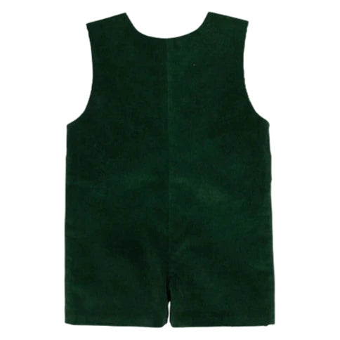 The Beaufort Bonnet Company’s Baby Boys' Corduroy Jack Keene Jon Jon in dark green features a sleeveless, rectangular shape, center seam, and short bottom split, inspired by the classic Jack Keene Jon Jon style.