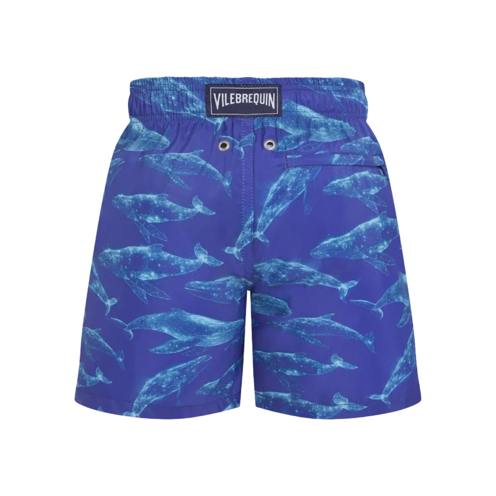 Vilebrequin Boys' Sparkling Whales Swim Shorts feature an all-over whales print, elastic waistband, back flap pocket, and two metal eyelets.