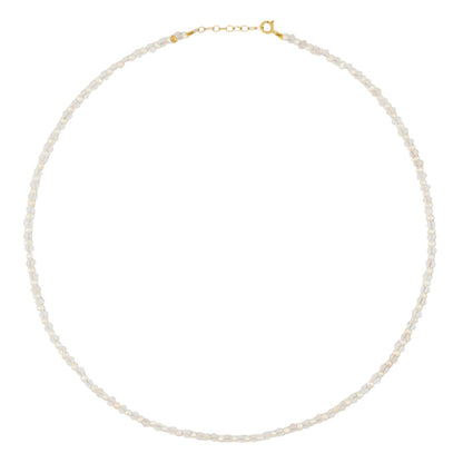 Introducing the Jia Jia Birthstone Necklace by Jia Jia: a refined necklace featuring white beads and a 14 karat gold clasp, ideal for those who appreciate understated elegance.