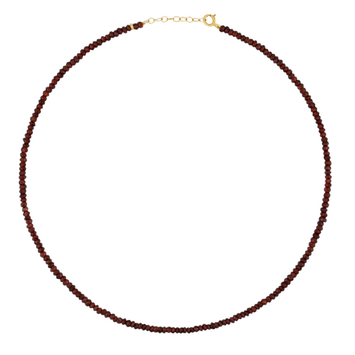 The Jia Jia Birthstone Necklace by Jia Jia is an elegant piece showcasing small round brown beads, accented with semi-precious gemstones, and completed with a 14-karat gold clasp.