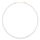 The Jia Jia Birthstone Necklace by Jia Jia is a delicate white beaded necklace featuring semi-precious gemstones and a 14-karat gold clasp.