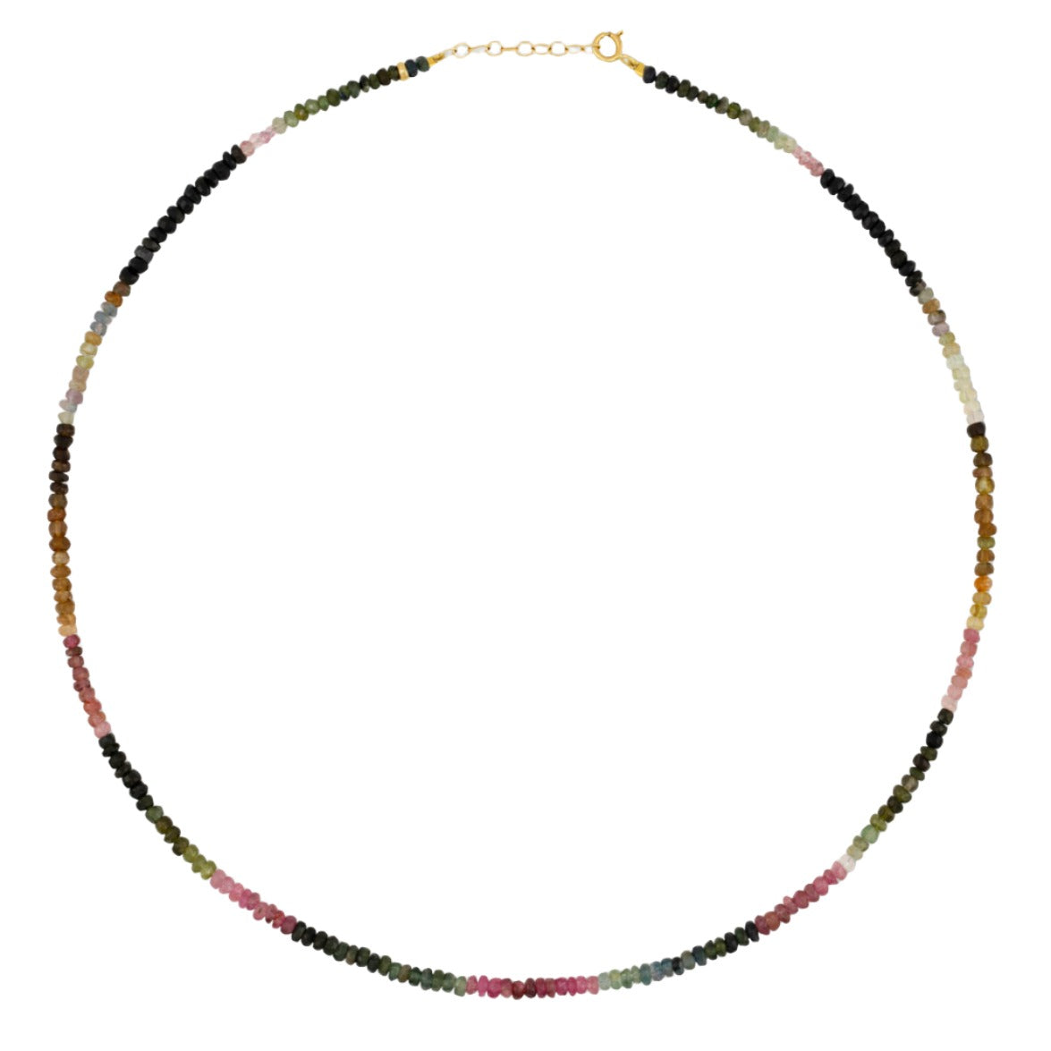 The Jia Jia Birthstone Necklace by Jia Jia is a stunning piece, showcasing a circular arrangement of multicolored round beads and semi-precious gemstones on a white background.