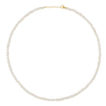 Introducing the Jia Jia Mini Pearl Necklace by Jia Jia, featuring small, round freshwater pearls and a gold clasp, handcrafted in NYC.