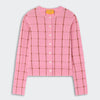 Jane Checker Cardigan - Sprinkle/Burnt Sienna (Pink Background)