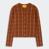 Jane Checker Cardigan - Burnt Sienna/Sprinkle (Brown Background)