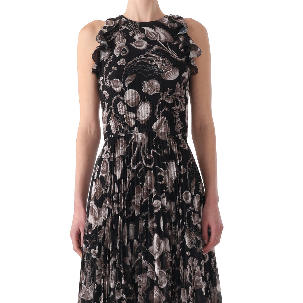 A person is wearing a Jason Wu Collection Pleated Chiffon Dress from Jason Wu Collection, standing against a plain white background.