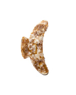 The Jumbo Heirloom Claw by Machete, crafted from premium Italian acetate in a brown and beige marbled design, is displayed against a white background. This large hair claw clip is perfect for securing thick hair with both style and ease.