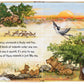 A colorful illustration depicting various animals on a savannah, including giraffes, lions, birds, and elephants, with a setting sun in the background. This joyful tale features rhyming text about their uniqueness, designed to captivate little readers with its vibrant pictures. The Jellycat Just Like Me Book by Jellycat is perfect for engaging young imaginations.