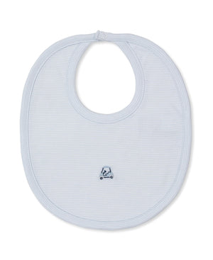 The Kissy Kissy Premium Golf Championship Hand Embroidered Bib features a round neck, snap closure, and detailed golf-themed embroidery—ideal for keeping your baby tidy and stylish.