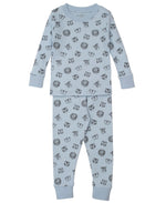 The Kissy Kissy Baby Boys' and Boys' Jungle Jumble Pajama Set features soft Pima cotton with long sleeves and pants, showcasing a playful black-and-white jungle animal print.