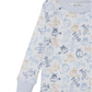 The Kissy Kissy Baby Boys' and Boys' Air Travel Pajama Set features soft Pima cotton with a blue and tan airplane and helicopter print on a white background.