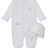 Baby Springtime Bunny Fun Footie & Hat Set - White/Lt. Blue