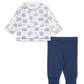 Dress your little one in the Kissy Kissy Baby Boys’ Construction Demo Pant Set, featuring a long-sleeve top with a vibrant construction print and matching solid blue elastic-waist pants.