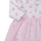 Kissy Kissy Baby Girls' Ready to Dance Bodysuit Dress features a white Pima cotton long-sleeve top with pink ballet prints and a light pink tulle skirt, offering softness and comfort for your baby girl.