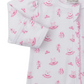 The Kissy Kissy Baby Girls' Ready to Dance Zip Footie features pink ballet dress, shoes, and purse prints on soft Pima cotton, with a zip closure and a branded collar tag.