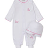 Baby Whale Pods Footie with Hat Set - White/Pink