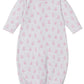 The Kissy Kissy Baby Teddy Bear Time Convertible Gown is a white Pima cotton gown with long sleeves, pink teddy bear print, and an elastic bottom.