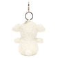 Back view of the Jellycat Little Lamb Bag Charm by Jellycat, showcasing its creamy, fluffy white fur and a metal ring on top.