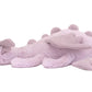 The Jellycat Lavender Dragon Little is a plush toy featuring wings, back spikes, and a long tail, shown lying on its side.