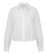 The Lille Top by Callas Milano is a white long-sleeve cotton poplin shirt with a point collar and loose fit, shown on a plain background.