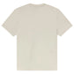 The Frame Logo Tee, a premium cotton crewneck in plain beige, is shown from the back and laid flat on a white background.