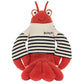 Meet Larry Lobster Sailor Outfit by Jellycat—a red plush lobster dressed in a white and black striped sweater, perfect for nautical adventures.