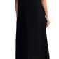 Someone is shown from behind wearing the Lela Rose Augusta Embroidered Gown, a long black dress with floral embroidery and short sleeves. Their arms hang by their sides.