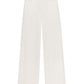 The Le Slim Palazzo by Frame is a high-rise, wide-leg white pant with front and back pockets, button and zipper closure, crafted from sustainable cotton and shown flat on a white background.