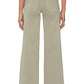 Model wears Frame's Le Slim Palazzo Modernist Pocket high-rise wide-leg jeans in light beige, styled with a brown belt and heeled sandals, shown from the back against a plain white background.