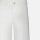 Close-up of the Le Slim Palazzo Pintuck Pocket by Frame, featuring high-waisted white pants with utility-inspired pockets, belt loops, and a button closure, showcasing a high-rise silhouette against a plain background.