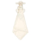 The Jellycat Bashful Lamb Soother, made from recycled fibers, is a perfect gift for newborns. This soft and plush lamb toy includes a cream-colored blanket, elegantly laid flat against a white background.