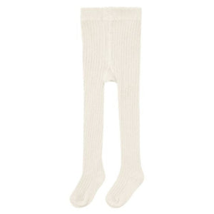 Quincy Mae Baby Girls' and Girls' Tights, white, rib knit and footed with soft, stretchy fabric, shown laid flat on a plain background.