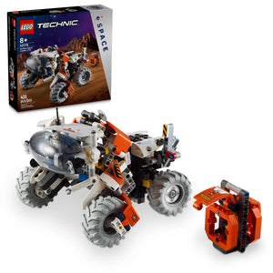 The Legos - Toyhouse LEGO® Technic™ Surface Space Loader, featuring immense wheels and vivid orange detailing, is ideal for interplanetary exploration. The packaging depicts a Mars-like terrain, making it perfect for young adventurers aged 8 and over.