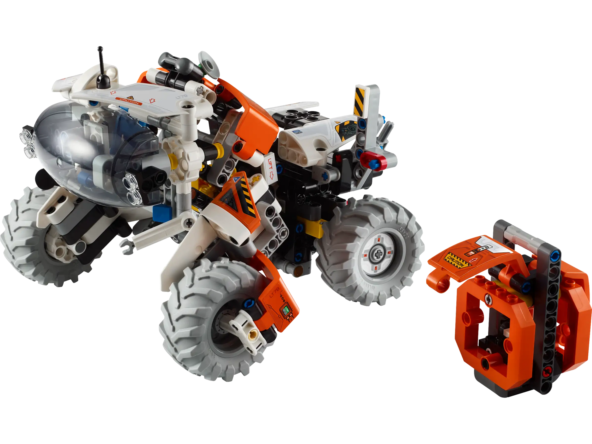 Set off on interplanetary adventures with the LEGO® Technic™ Surface Space Loader by Legos - Toyhouse. It features robust tires, a stylish transparent cockpit, and a detachable equipment module, making it ideal for daring explorations across uncharted terrains.