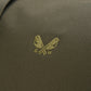 Close-up of a fabric from the Bennett Winch Medium Cargo, featuring two birds perched on branches with the letters "B" and "W" beneath, crafted from waterproof nylon for durability.