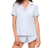 Gisele Relaxed Short PJ Set - Ice Blue/Ivory