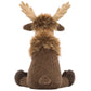 Back view of a seated Jellycat Birchly Moose plush toy with tan antlers and a fuzzy mane.