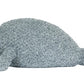 The Jellycat Maffles Manatee, a gray, textured seal-shaped plush pillow, rests on a white background—ideal for anyone seeking cozy comfort after experimenting with underwater candles and waterproof wicks.