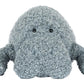 The Jellycat Maffles Manatee is a gray, textured stuffed toy with large front legs and small black eyes, shown facing forward against a white background.