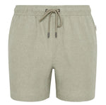 The Onia Air Linen Pull-On Short for men features a light khaki color, stretch waist, drawstring closure, and side pockets, shown against a white background.