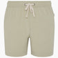 The Onia Land to Water Short 6" in light beige features an elastic waistband, front tie, straight hem, and four-way stretch for comfort. Shown on a plain white background.