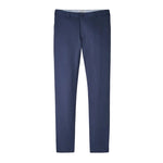 The Peter Millar Charlotte Performance Trouser is a straight-leg navy dress pant in stretch mélange fabric with belt loops, button closure, and side pockets, displayed against a white background.