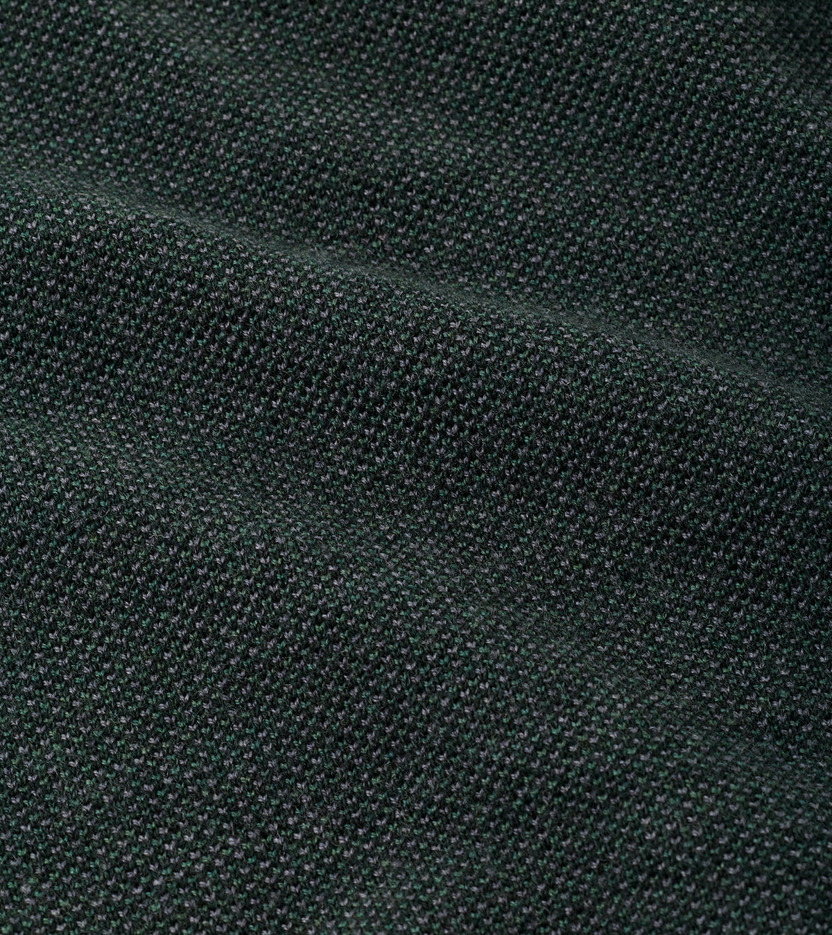 Close-up of a dark green Peter Millar Blair Birdseye Quarter-Zip Sweater featuring a fine, textured birdseye stitch.