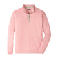 The Peter Millar Albatross Cotton-Blend Pique Quarter-Zip is a light pink, lightweight pullover featuring a standing collar and long sleeves, crafted from textured piqué fabric and shown against a plain white background.