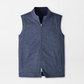 Blue water-resistant Peter Millar Ryder Reversible Vest with a sleeveless zip-up design, a high collar, and two side pockets.