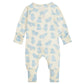 The Magnetic Me Baby Boys' Pudgemuffin Modal Convertible Coverall features long sleeves, a light cream background, and a blue hippo print pattern, shown from the back.