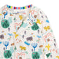 The Magnetic Me Baby Boys' Wooly Big Deal Modal Convertible Coverall features soft modal fabric and a multicolored nature and animal print on white, with magnetic closures for quick changes.