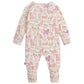 The Magnetic Me Baby' It's a Paw-ty Convertible Coverall is a long-sleeve romper with a pink and purple dog print, wrist and ankle cuffs, and magnetic closures for easy dressing.