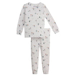 The Magnetic Me Baby Boys' and Boys' Love You a Bot Modal PJ Set features long sleeves and pants with a playful, colorful robot print on a white background, offering cozy softness and festive bedtime style.